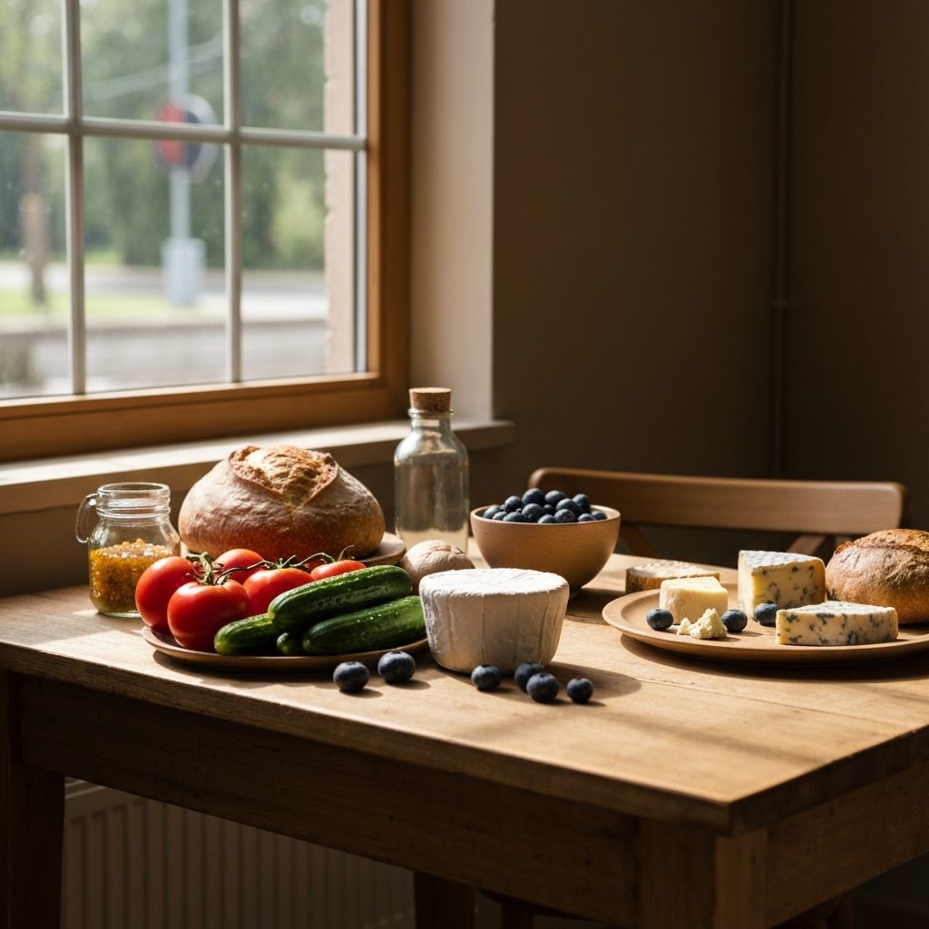Cafe table with fresh ingredients